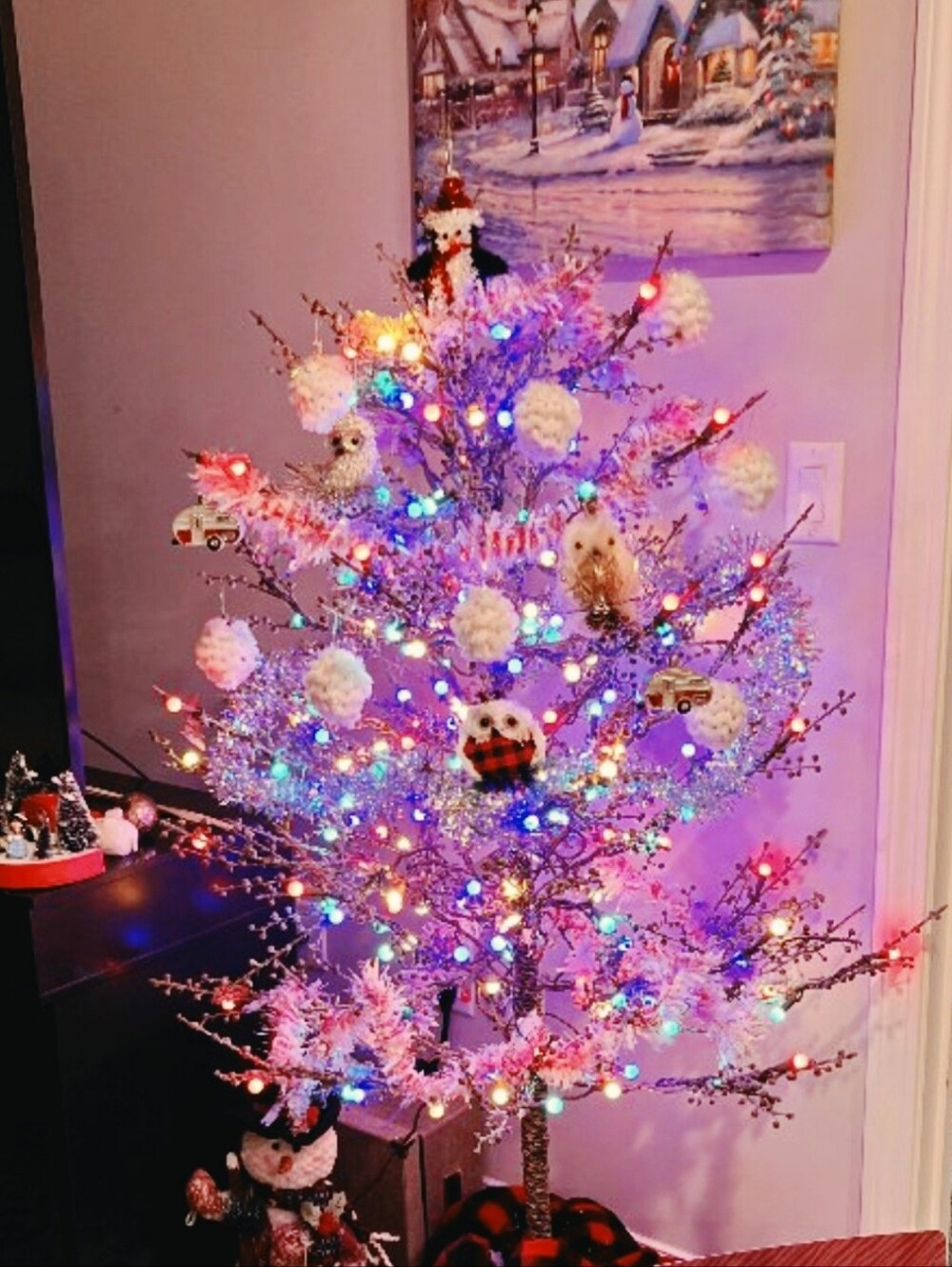 5ft Pre-lit artificial twig Christmas tree with multicolored LED gumball lights